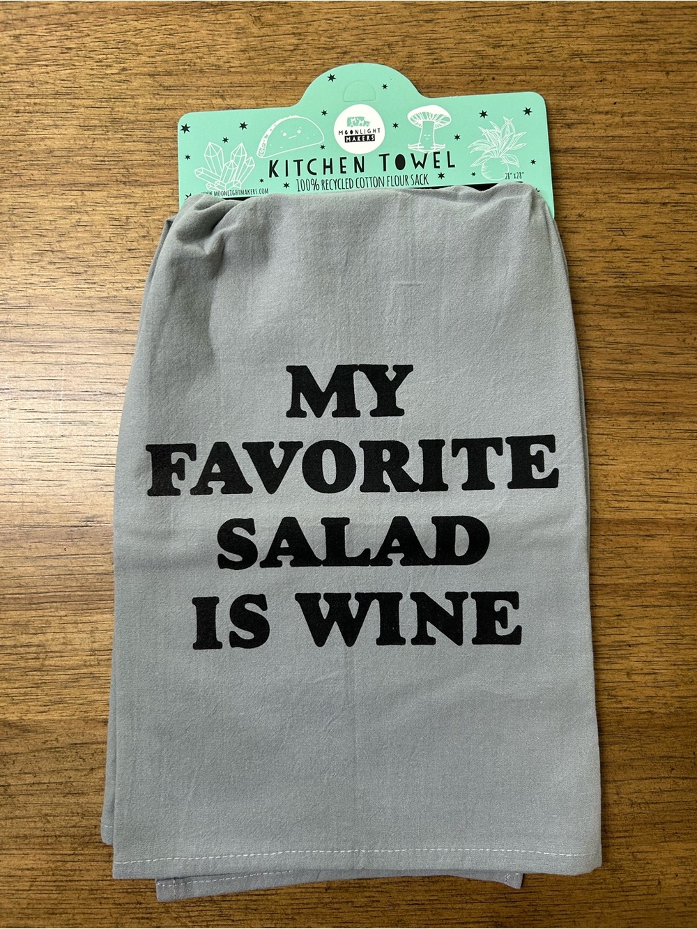 NEW “My Favorite Salad Is Wine" Gray Kitchen Towel 🥗 🍷